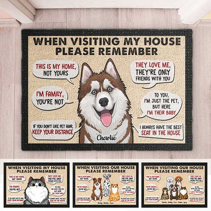 Remember When Visiting Our House - Personalized Decorative Mat, Doormat